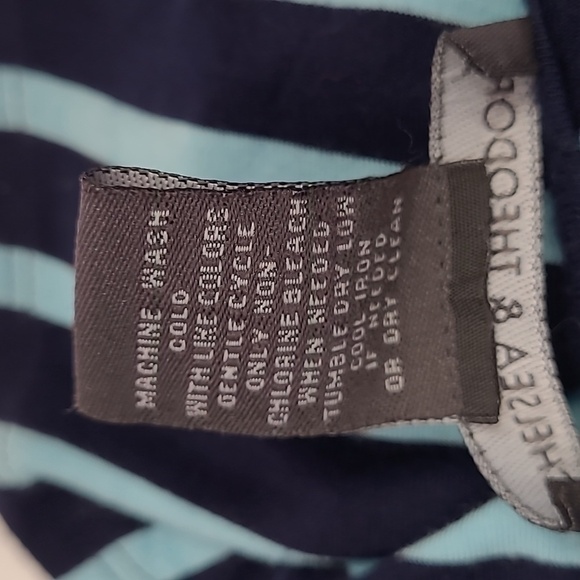 Chelsea & Theodore SZ 2X Dress Blue Chevron Stretch Summer Knee Length TINY FLAW - Picture 6 of 6